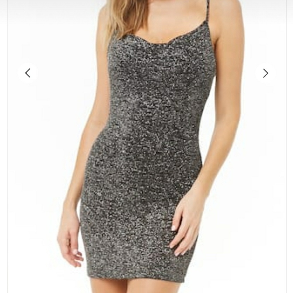 Black & Silver Glitter Cami Dress
